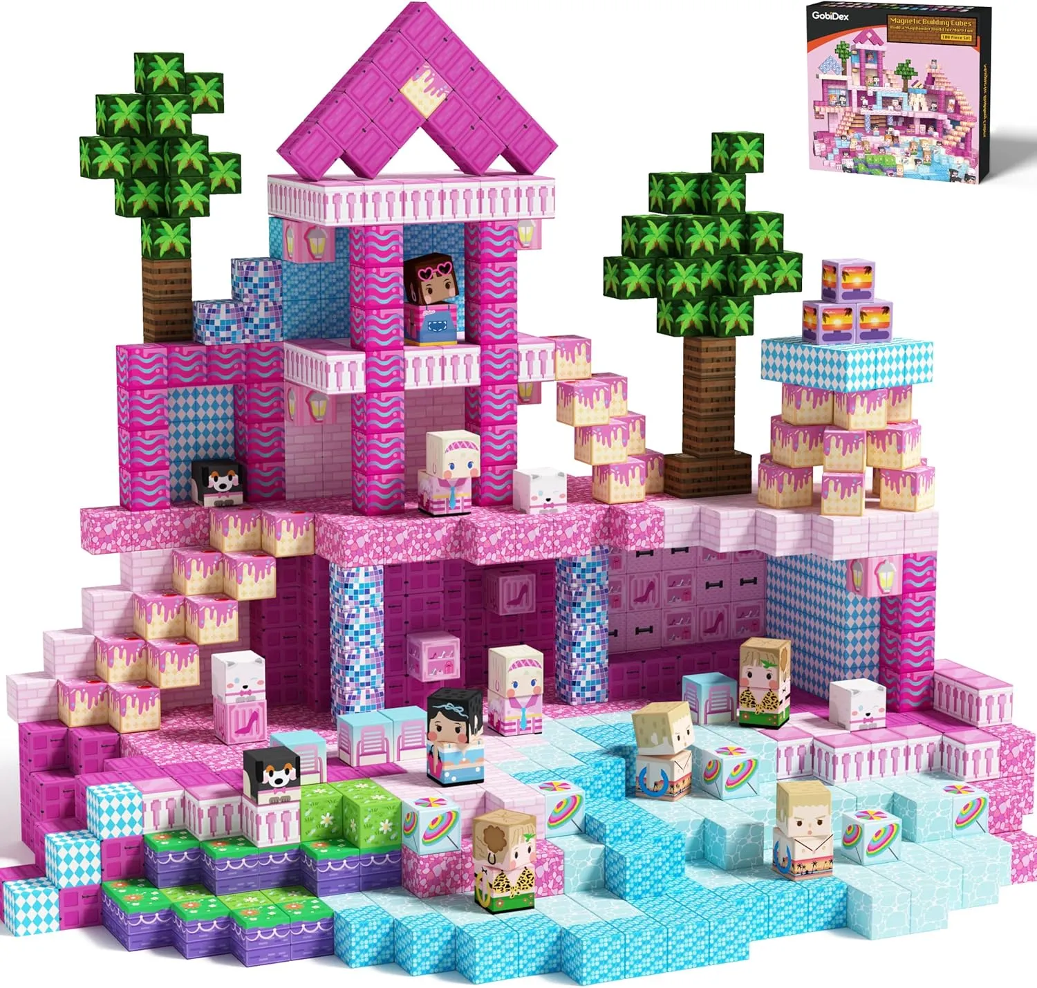radical sociable seaport permit hydrogen Girls 3 $ Magnet Pink Castle STEM Sensory Playsets for Toddler Kids Birthday Gifts GobiDex 100PCS Magnetic Blocks Princess Building Toys for 