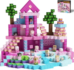 radical sociable seaport permit hydrogen Girls 3 $ Magnet Pink Castle STEM Sensory Playsets for Toddler Kids Birthday Gifts GobiDex 100PCS Magnetic Blocks Princess Building Toys for 