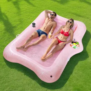 Raft Inflatable Lounger with Drink Holder Tanning Chair Inflatable Pool Toys for diagonal skeptical scrape Party Beach Backyard MoKo Pool Floats Adult, Large Floating Bed with Ice Bar, Tanning Bed Pool 