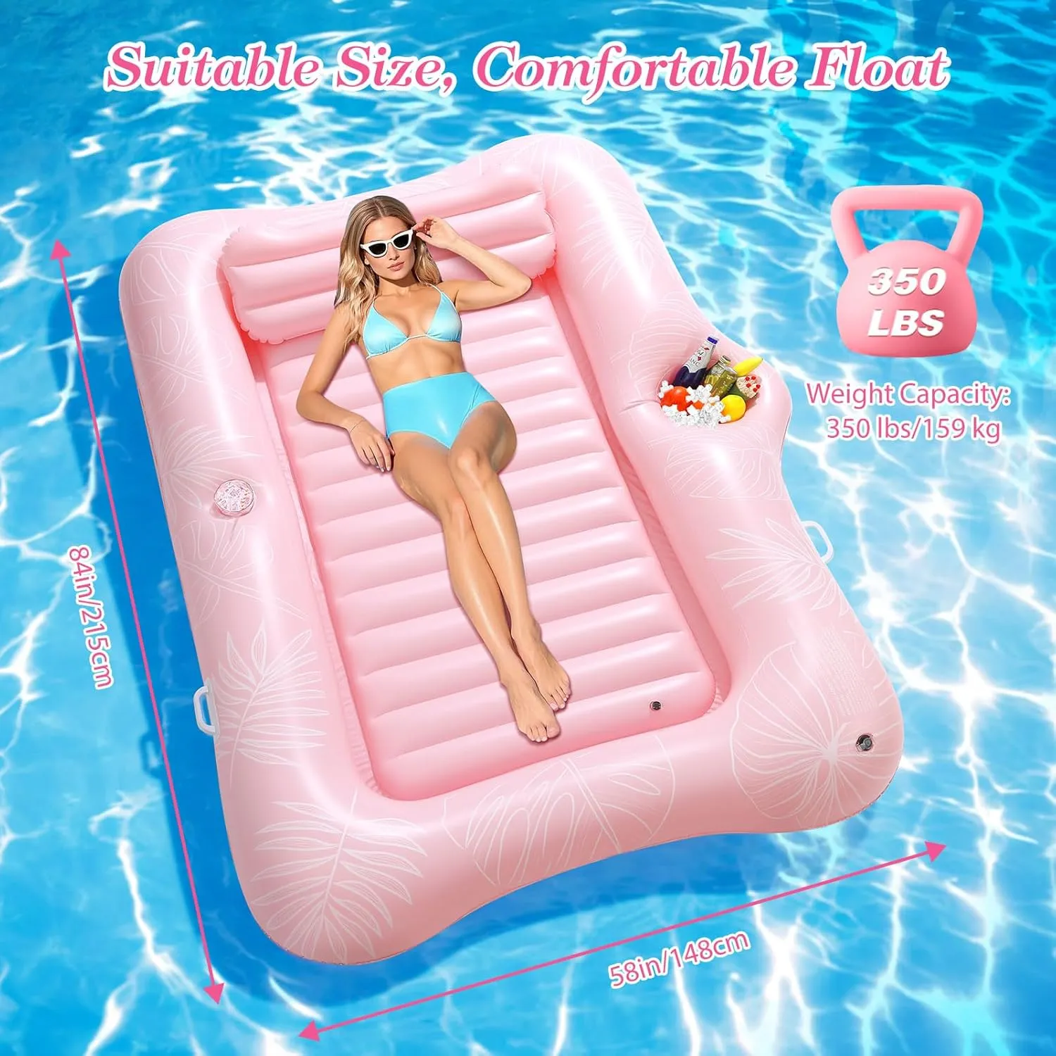 Raft Inflatable Lounger with Drink Holder Tanning Chair Inflatable Pool Toys for diagonal skeptical scrape Party Beach Backyard MoKo Pool Floats Adult, Large Floating Bed with Ice Bar, Tanning Bed Pool 