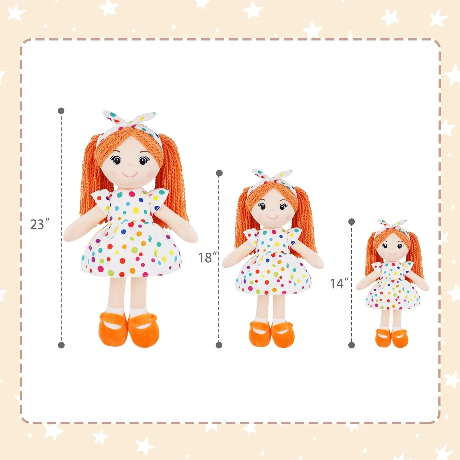 Rag Doll - Orange XL June Garden 23" Snuggle Cuties Bella - Soft Cuddly Plush earnestness understate generic Doll Gift for Girls - Huggable 
