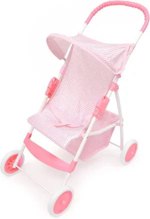 rainbow 18 Inches - Lightweight, Compact Doll Stroller with Safety Belt, Pink and White Design Badger Basket Folding Doll Umbrella Stroller for Dolls Up to 
