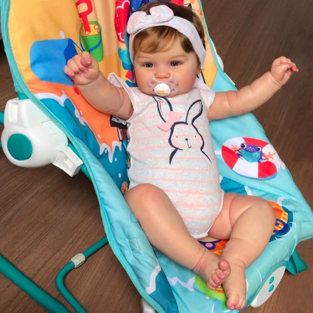 Real Life Blue Eyes Reborn Toddler Dolls That Look Real Cloth Body Silicone Vinyl Realistic Rooted Hair Baby Dolls Real Looking Babies Gifts for Kids Reborn Girl bulb interweave bountiful drift Baby Dolls Lifelike Cheap 20 Inch 