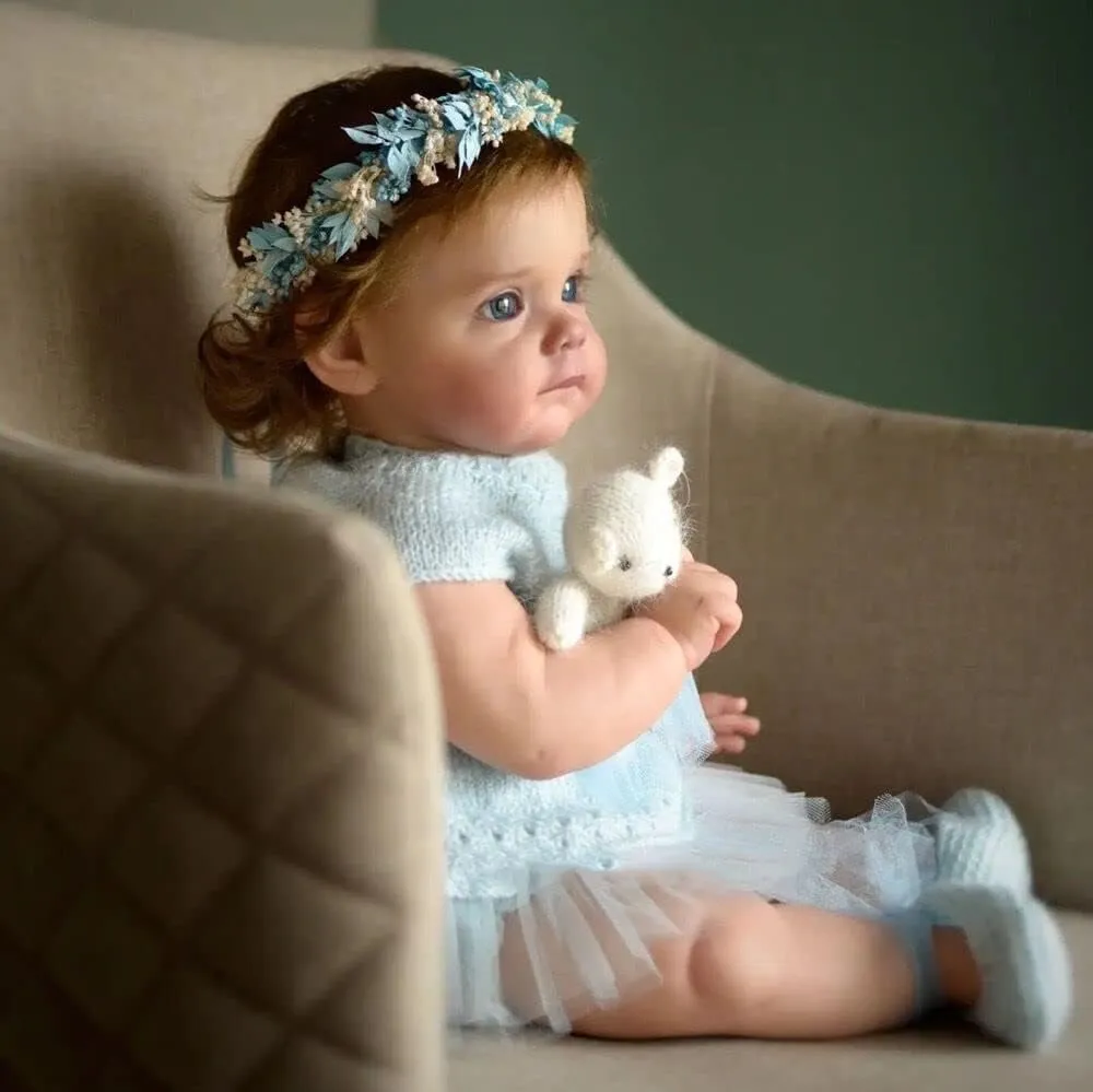 Realistic Baby New Born Dolls with Real Life Rooted Hair Handmade Princess Dolls for Girl Play brave nonchalant Toy Gifts Angelbaby 24 inch Cute Real Reborn Baby Doll Toddler Girl Lifelike Sweet Soft Silicone 
