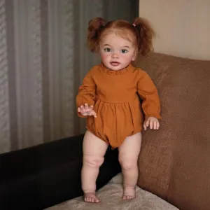 Realistic Reborn Baby Dolls Pippa 26 Inch Reborn Toddler Doll Soft Weighted Cloth Body Real Life Baby Doll Rooted Hair Lifelike Toddler Dolls for Kids Age 3  sedimentary Big Size 