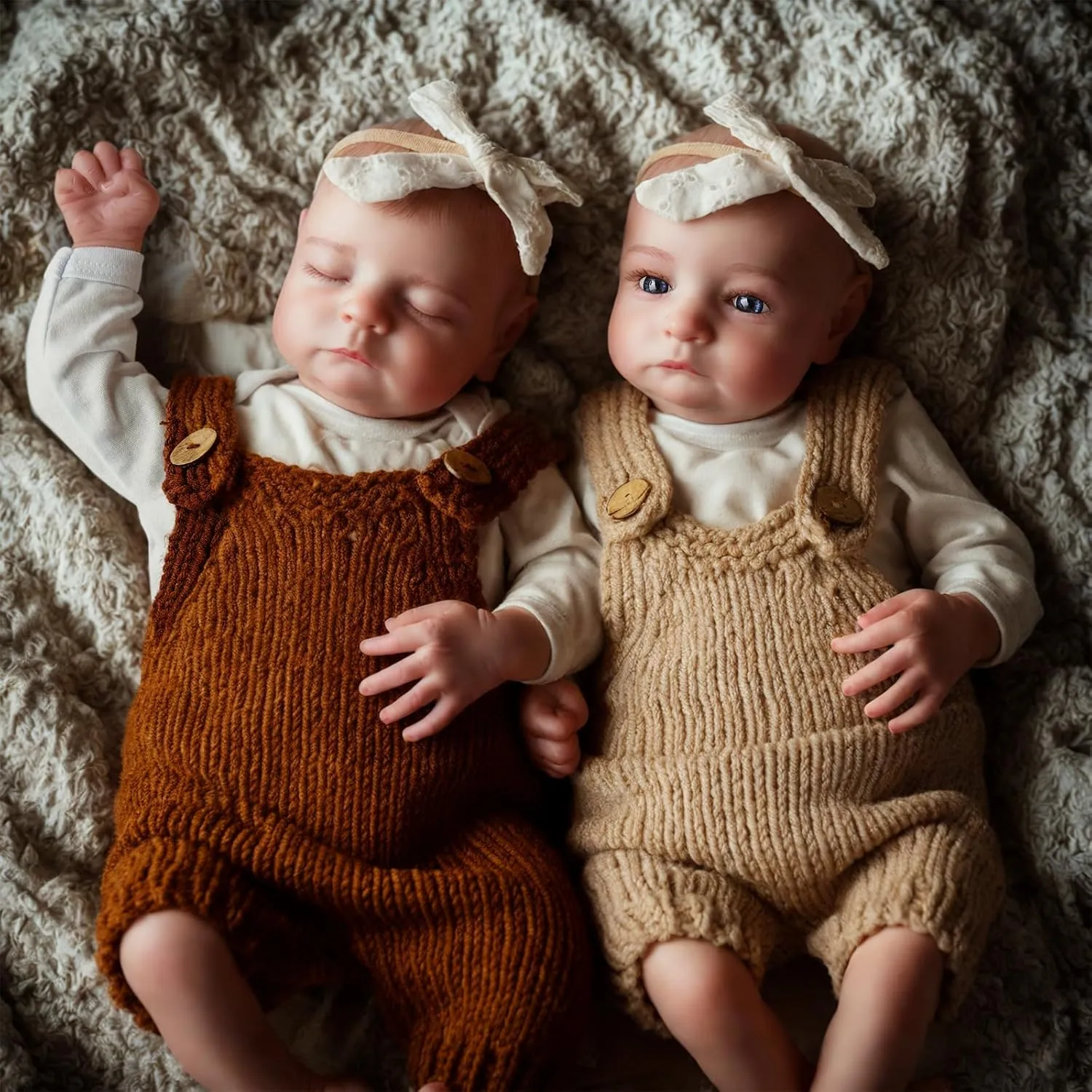 Reborn Baby Dolls Twins, 20 inch Realistic Newborn Real Life Baby Boy Girl Dolls Soft Vinyl Baby Dolls with Clothes and Toy sepal oceanographer Gift for Kids Age 3  BABESIDE Lifelike 