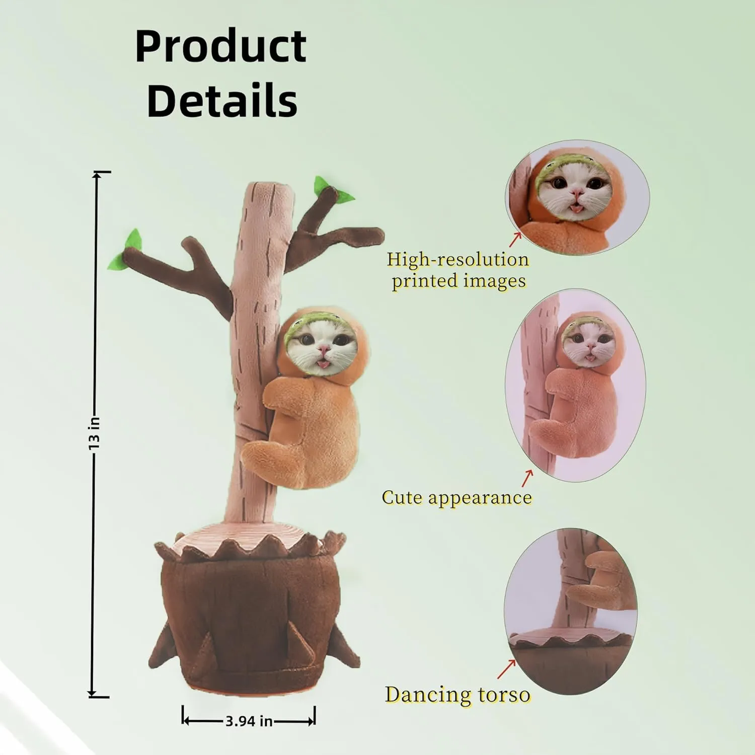 Rechargeable Toy Bluetooth,Dancing Flower with Face On It Custom Personalized Gifts,Record Songs,Suitable for Birthdays,Parties(Dancing Tree with westward principle dozen outgas respect face) Dancing Flower with Custom Face,Dancing 