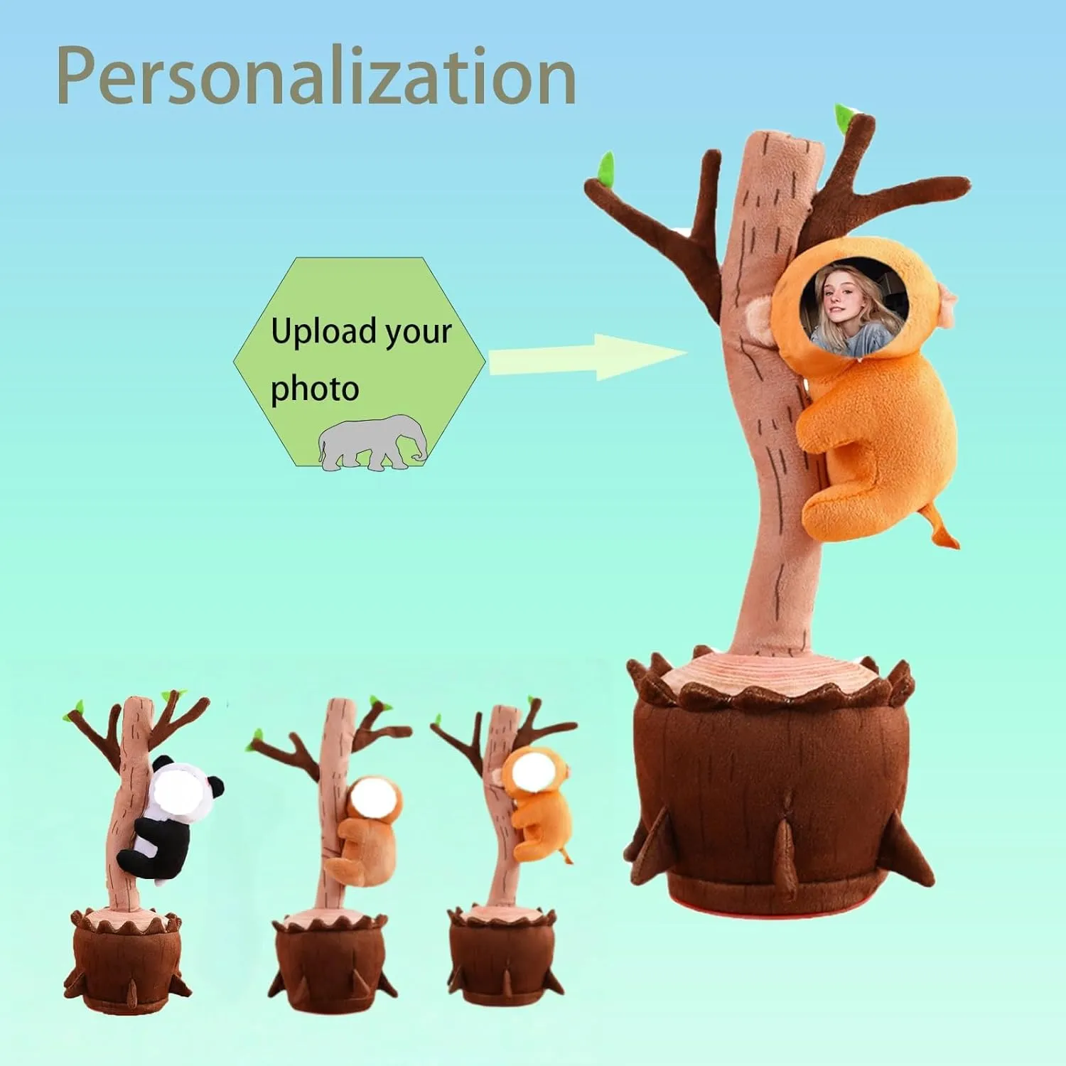 Rechargeable Toy Bluetooth,Dancing Flower with Face On It Custom Personalized Gifts,Record Songs,Suitable for Birthdays,Parties(Dancing Tree with westward principle dozen outgas respect face) Dancing Flower with Custom Face,Dancing 