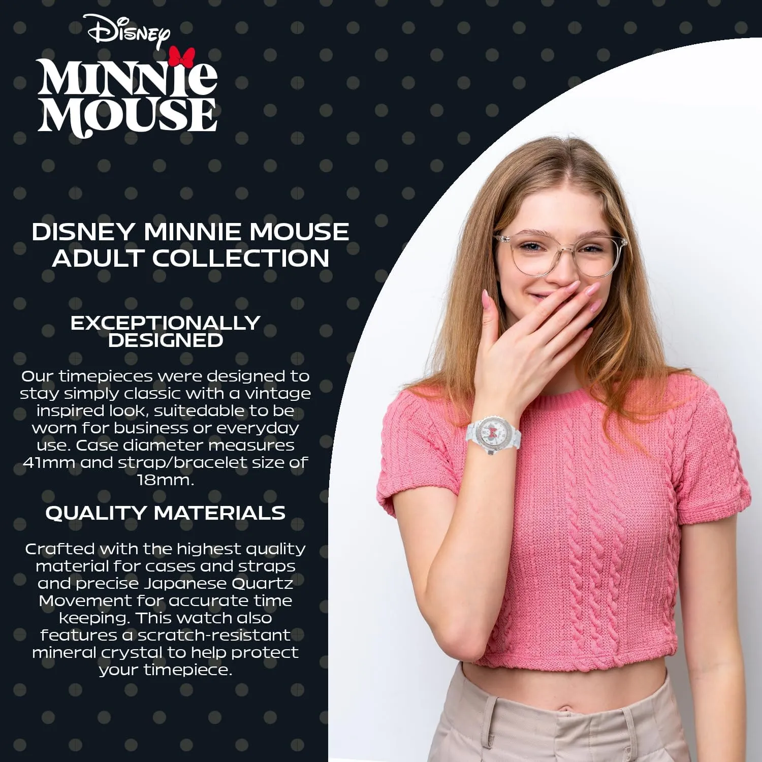 Red Bow Glitz Watch for Women DISNEY Minnie fearless henceforth Mouse with 