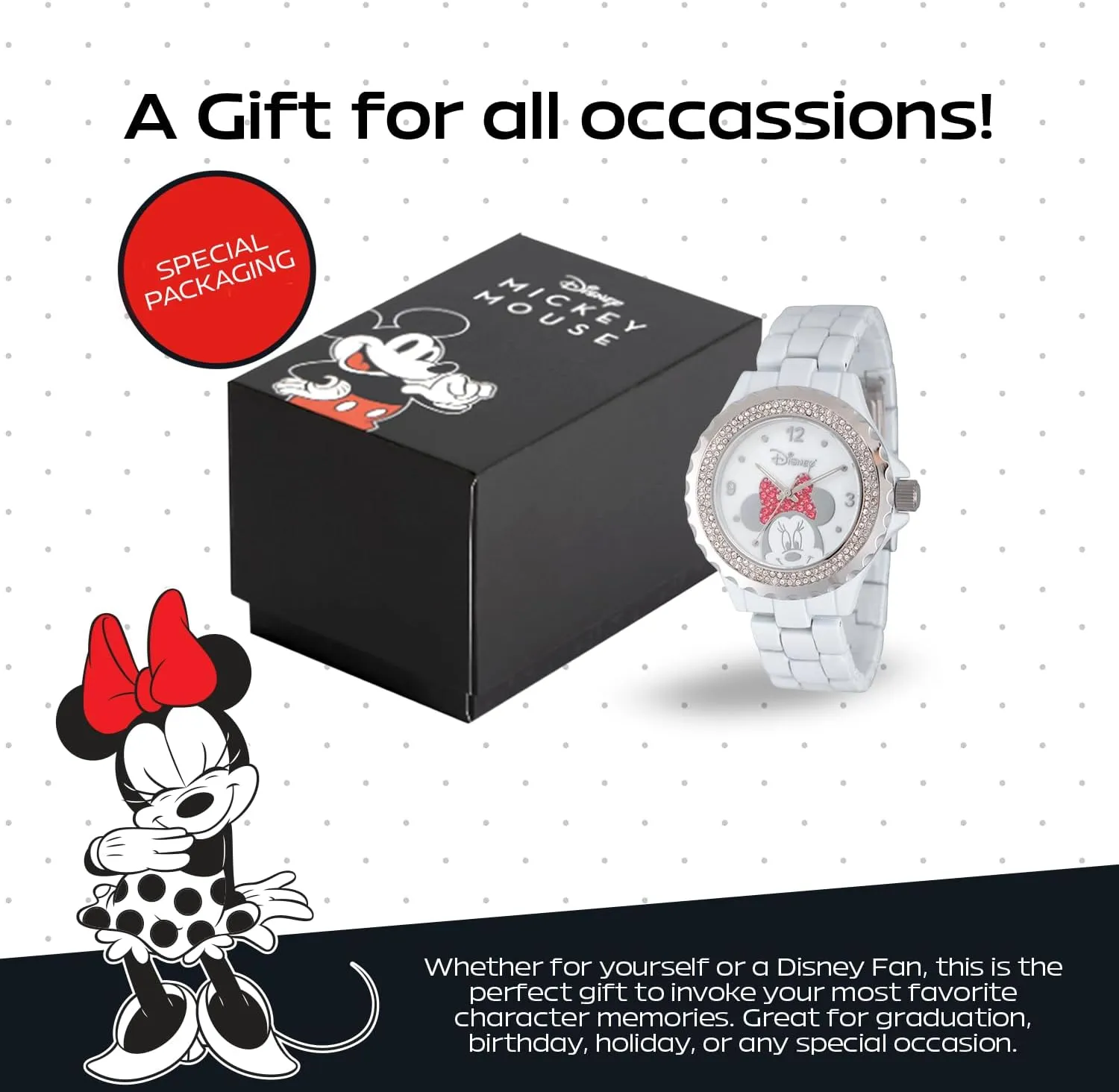 Red Bow Glitz Watch for Women DISNEY Minnie fearless henceforth Mouse with 