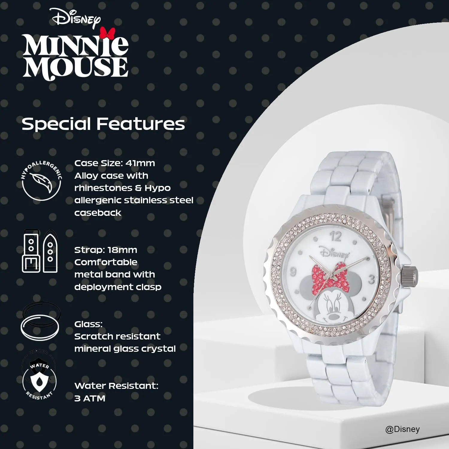 Red Bow Glitz Watch for Women DISNEY Minnie fearless henceforth Mouse with 