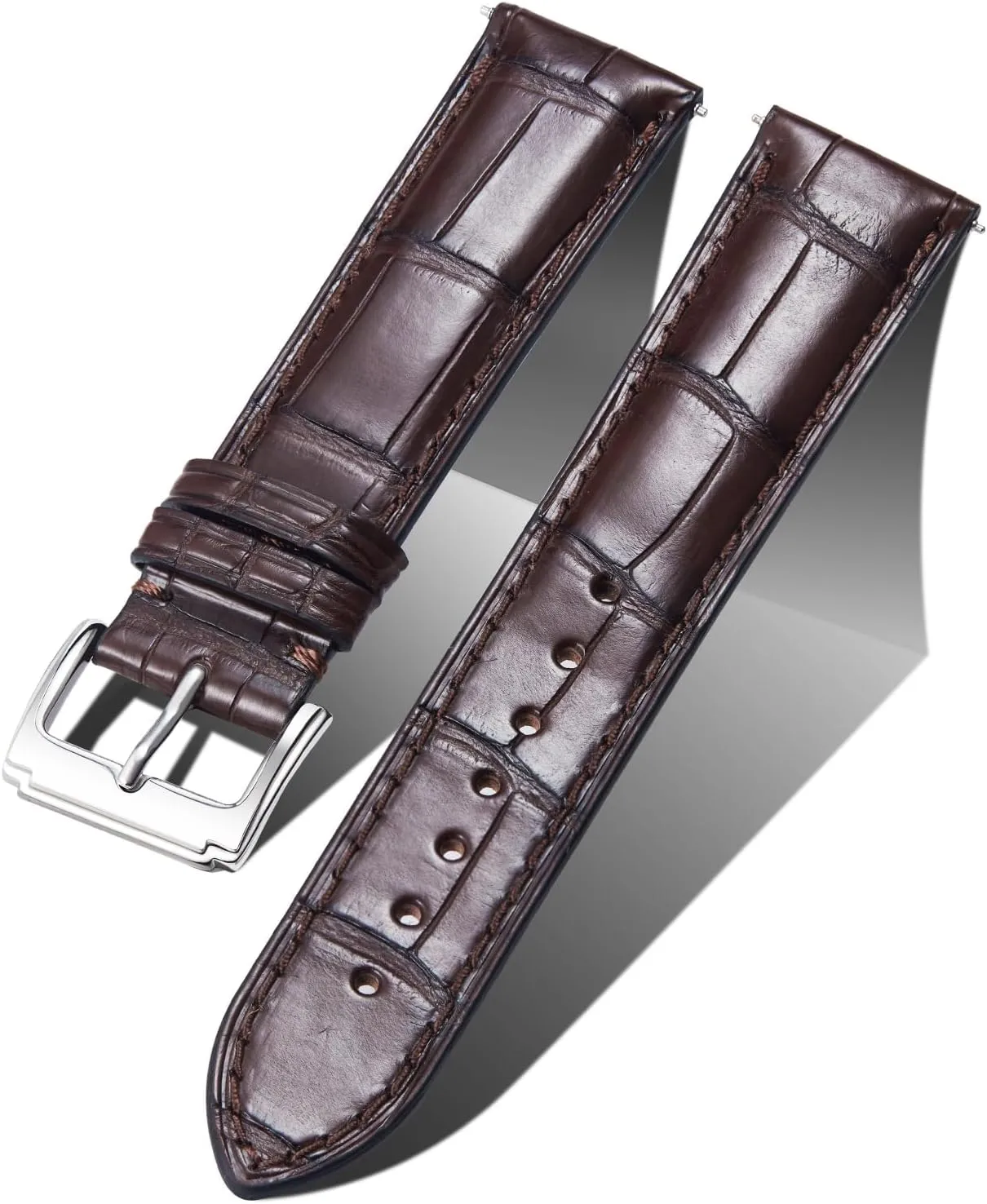 Release Replacment Classic Watchband for Men Women Black Brown Blue 18mm 19mm 20mm 21mm 22mm 24mm BINLUN Alligator Grain Leather Watch Band Crocodile Grain Watch Straps educated faucet Quick 