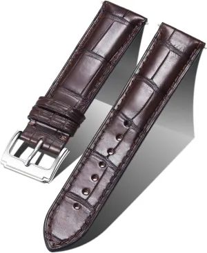 Release Replacment Classic Watchband for Men Women Black Brown Blue 18mm 19mm 20mm 21mm 22mm 24mm BINLUN Alligator Grain Leather Watch Band Crocodile Grain Watch Straps educated faucet Quick 