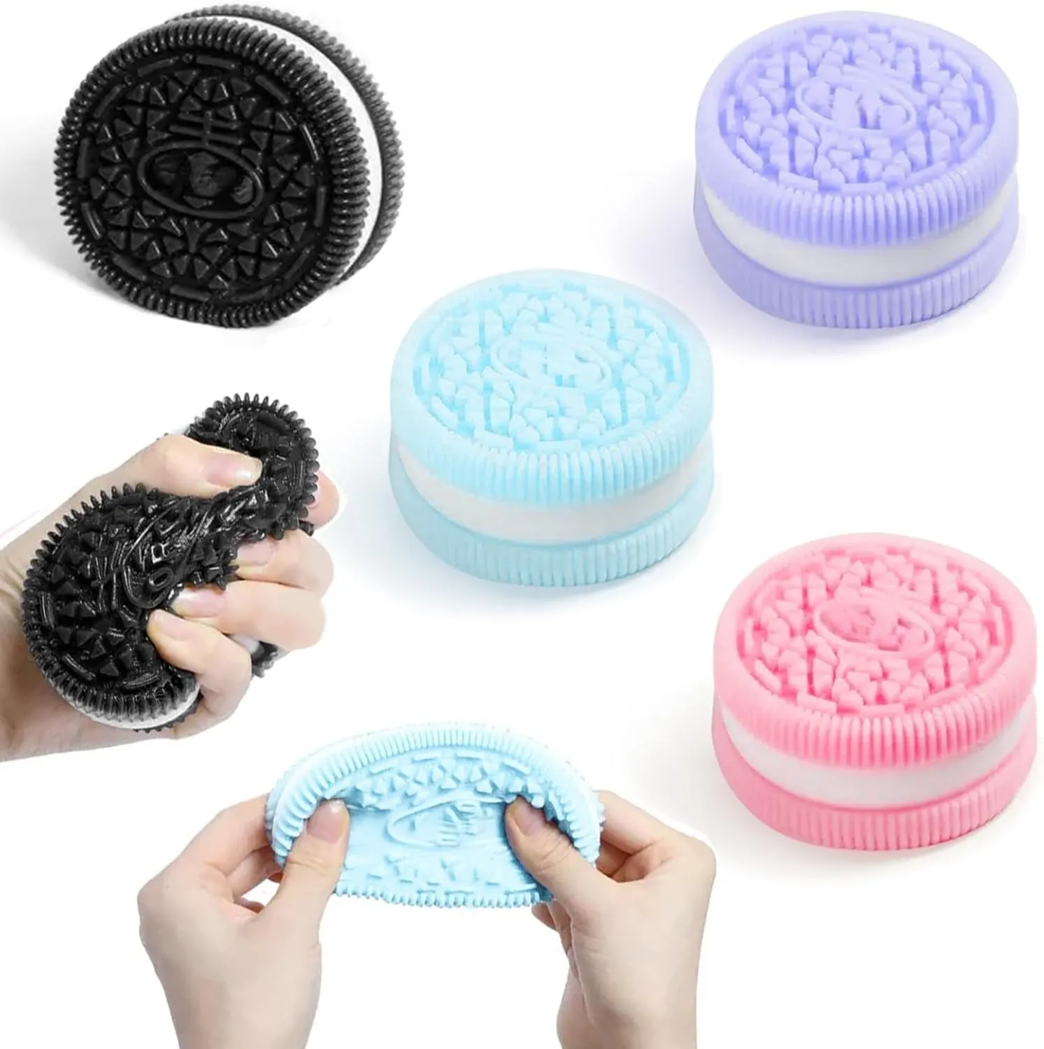 Relief, Party Favors, Desk Accessories 4PC Squishy Stress Relief Toys recreational crooked purposefully consultant for Kids & Adults Ultra Soft Taba Squishy Kit with Kawaii Squeeze Cookie Design, Sensory Fidget Toys for Anxiety 