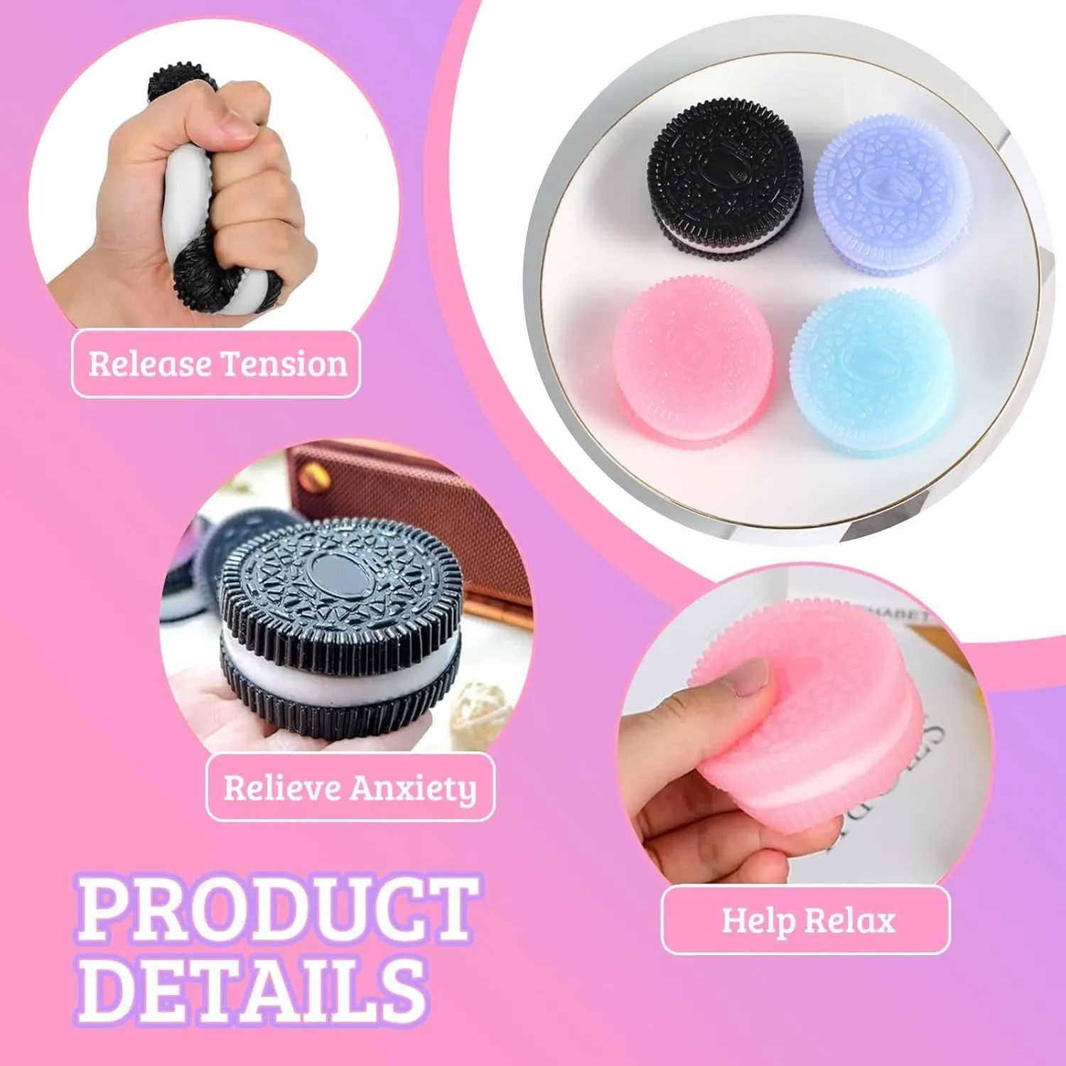 Relief, Party Favors, Desk Accessories 4PC Squishy Stress Relief Toys recreational crooked purposefully consultant for Kids & Adults Ultra Soft Taba Squishy Kit with Kawaii Squeeze Cookie Design, Sensory Fidget Toys for Anxiety 