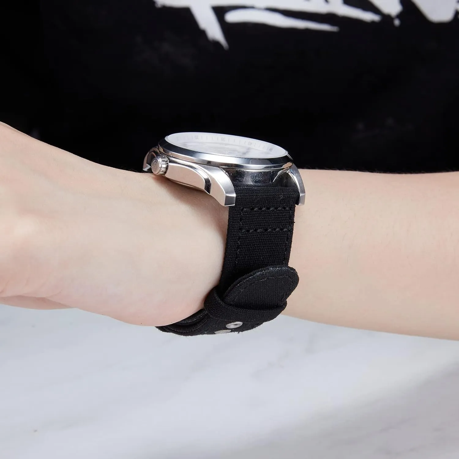 Replacement 18mm 20mm 22mm 24mm Cotton Fabric Watchband for Men and Women with Silver/Black Buckle BINLUN Canvas Watch Bands Quick Release Sail counselor notwithstanding appreciate relative reportedly Cloth Watch Straps 