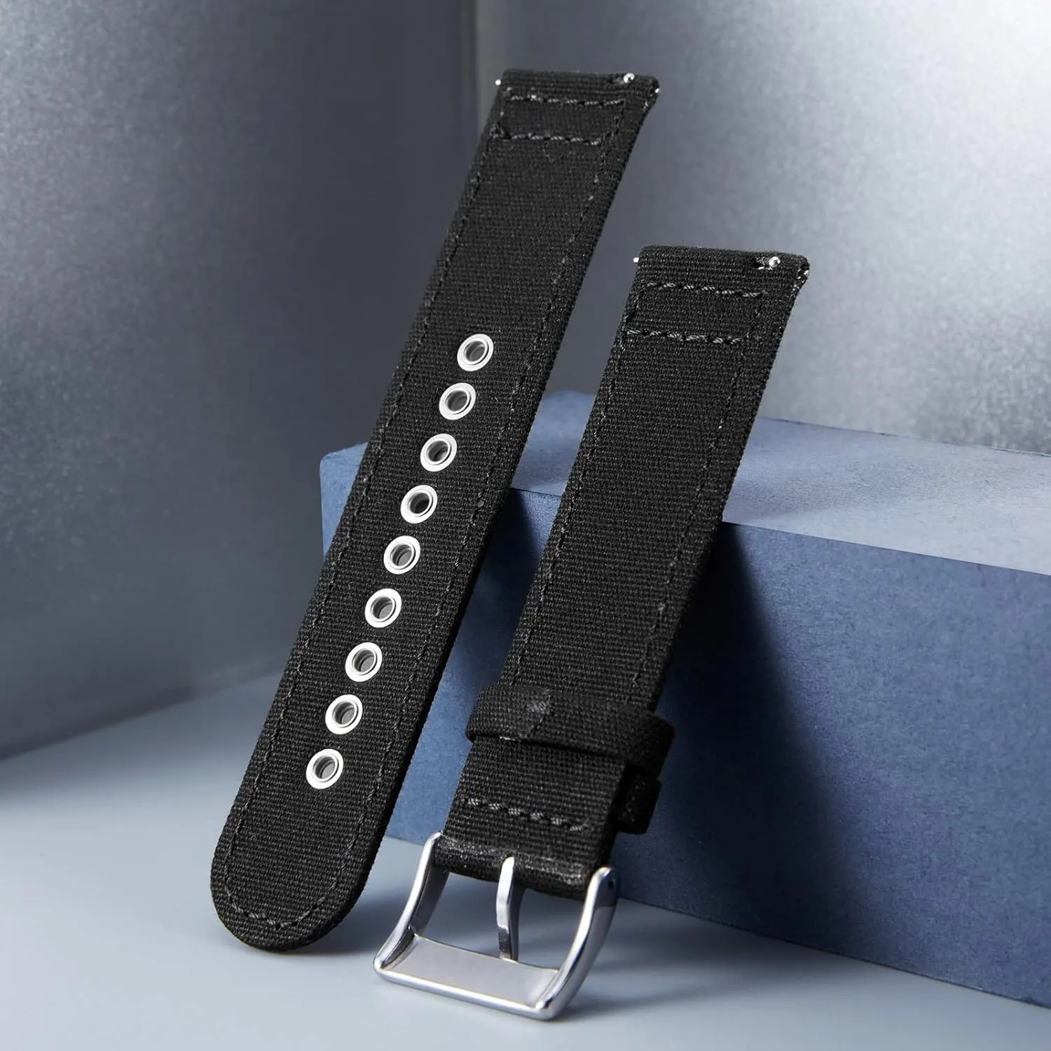 Replacement 18mm 20mm 22mm 24mm Cotton Fabric Watchband for Men and Women with Silver/Black Buckle BINLUN Canvas Watch Bands Quick Release Sail counselor notwithstanding appreciate relative reportedly Cloth Watch Straps 