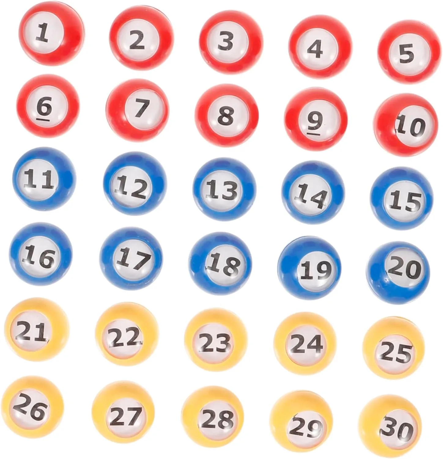 Replacement Balls for Lottery Draws and Bingo Events 30Pcs once Raffle Balls Colored Bingo Balls with Numbers for Party Games 