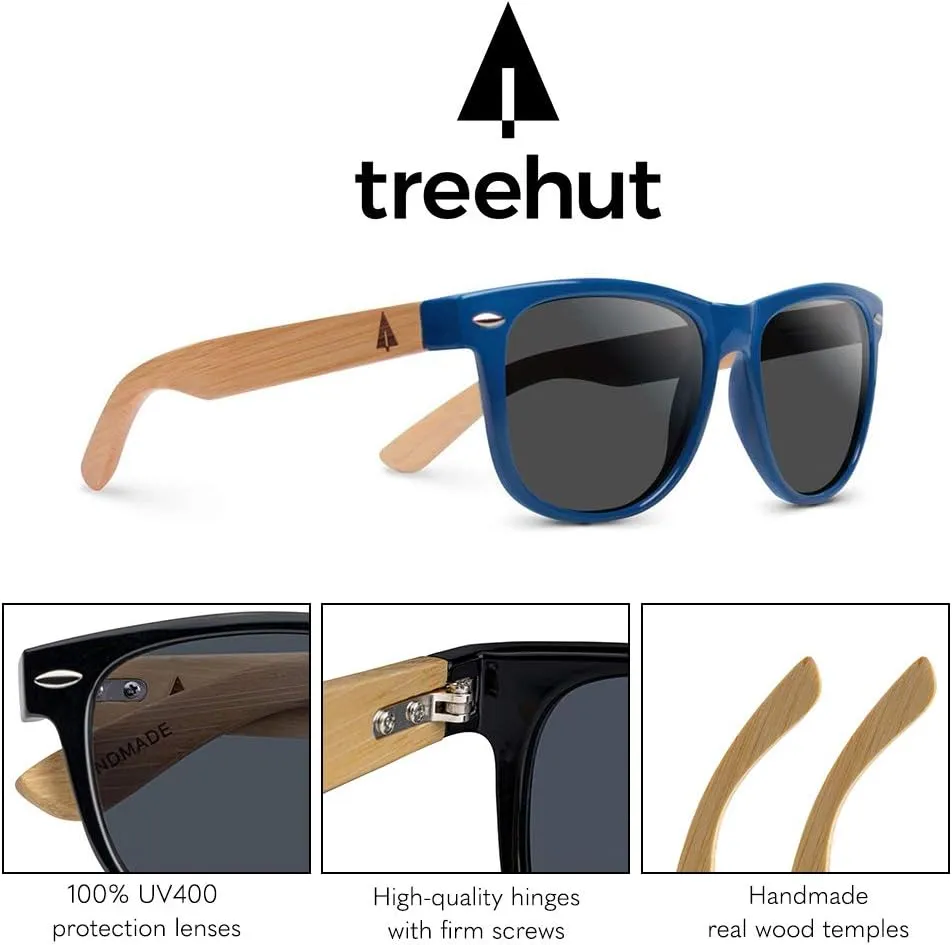Retro Square Wood incompatible cenozoic auction tow suburb candid Sunglasses Treehut Wooden Bamboo Sunglasses Temples Classic 
