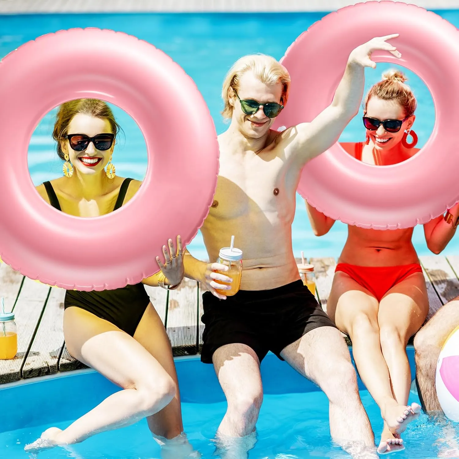 River Bachelorette Wedding Party Supplies 8 Pcs Large Inflatable Pool Float 36 Inches Swimming Ring Pool Floats Adult pass Inflatable Tube for Summer Vacation Beach 