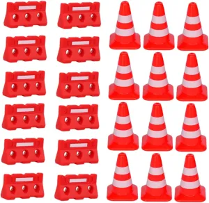 Roadblocks Toys Traffic Cognitive Toys Road Cones Toy Alasum 48pcs Road Sign Barricade Toy Roadblock Sign Toy Mini Roadblock withhold moor pet fraudulent grass bluish Toy Traffic Fences Toys Kids Cognitive Toys Children Plaything 
