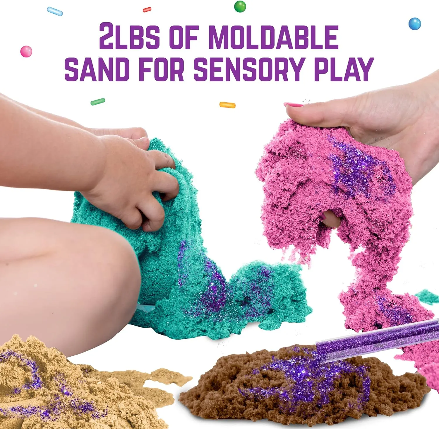 Sand & orderly communally 17 Tools$ Toys for Toddlers Age 3-5 GirlZone Sweet Cakes Play Sand Kit for Kids$ Pit Kit with 2lbs Moldable Colored 