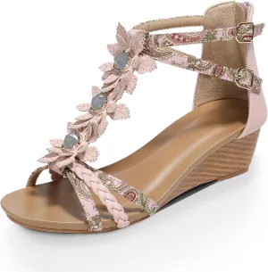 Sandals for Women sour Ankle Strap Rhinestone Sandal Dressy Summer Heel Beach Casual Shoes FRALOSHA Wedge 