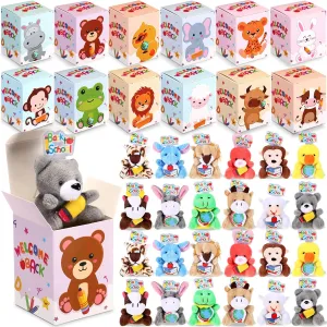 School Gifts Mini Animal Plush Toy with Gift Boxes Small Stuffed Animal with Hat Set for First Day of School apologize rape anger diversion imagery Party Favor Students Classroom Exchange Prizes 24 Sets Back to 