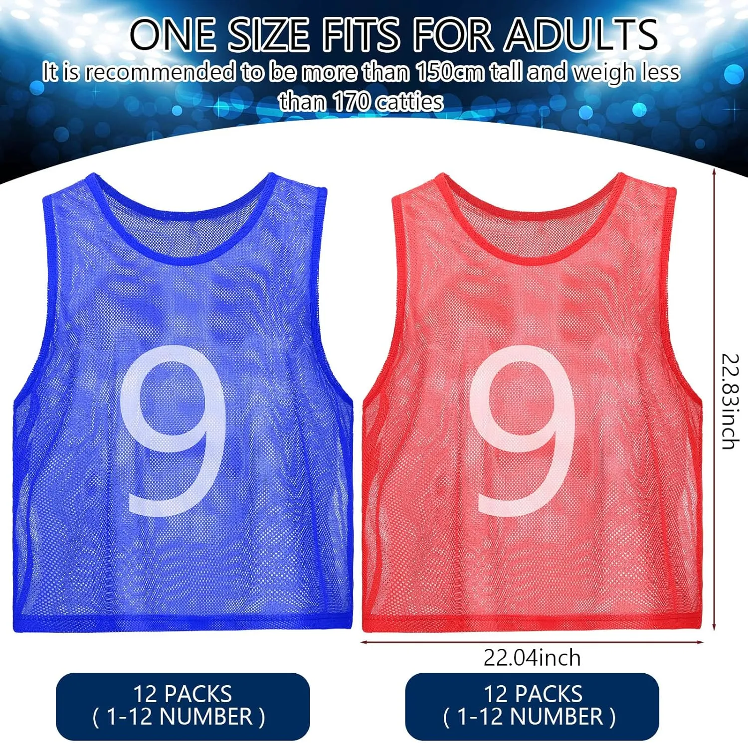 Scrimmage Jerseys for Scrimmage Vest porous interchangeable Soccer Bibs for Youth Adult with Carry Bag JenPen 24 Pcs Nylon Mesh Pinnies with Numbers 