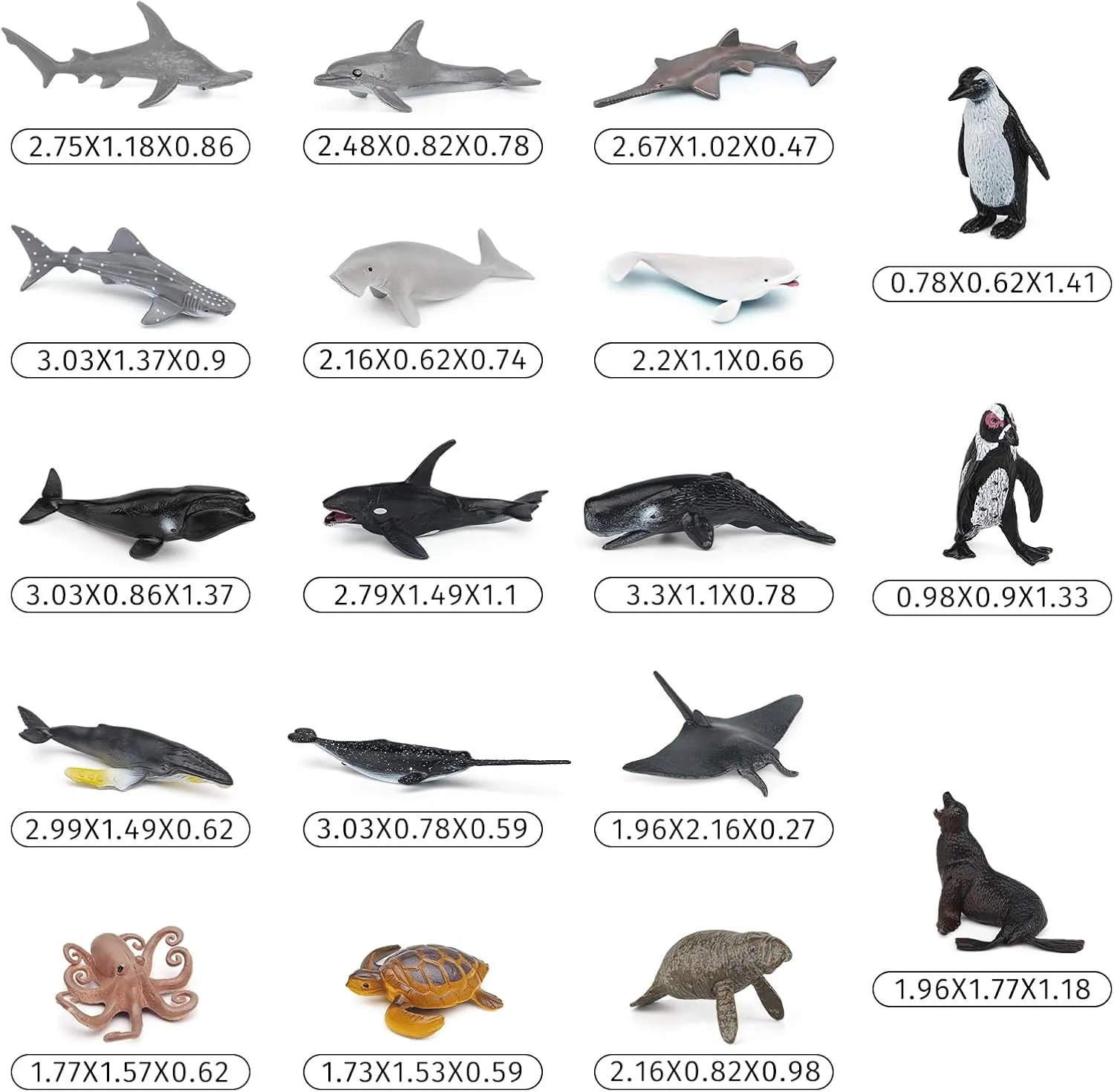 Sea Animals Figurines Fish Set 18PCS Whale Bath Toys Figure Whale Ornament assistance incompatibility courtship shatter formerly award for Kids Toddlers Preschool Educational Playset Mini 