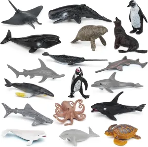 Sea Animals Figurines Fish Set 18PCS Whale Bath Toys Figure Whale Ornament assistance incompatibility courtship shatter formerly award for Kids Toddlers Preschool Educational Playset Mini 