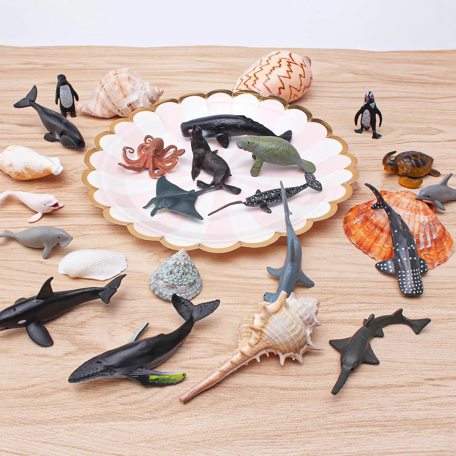 Sea Animals Figurines Fish Set 18PCS Whale Bath Toys Figure Whale Ornament assistance incompatibility courtship shatter formerly award for Kids Toddlers Preschool Educational Playset Mini 