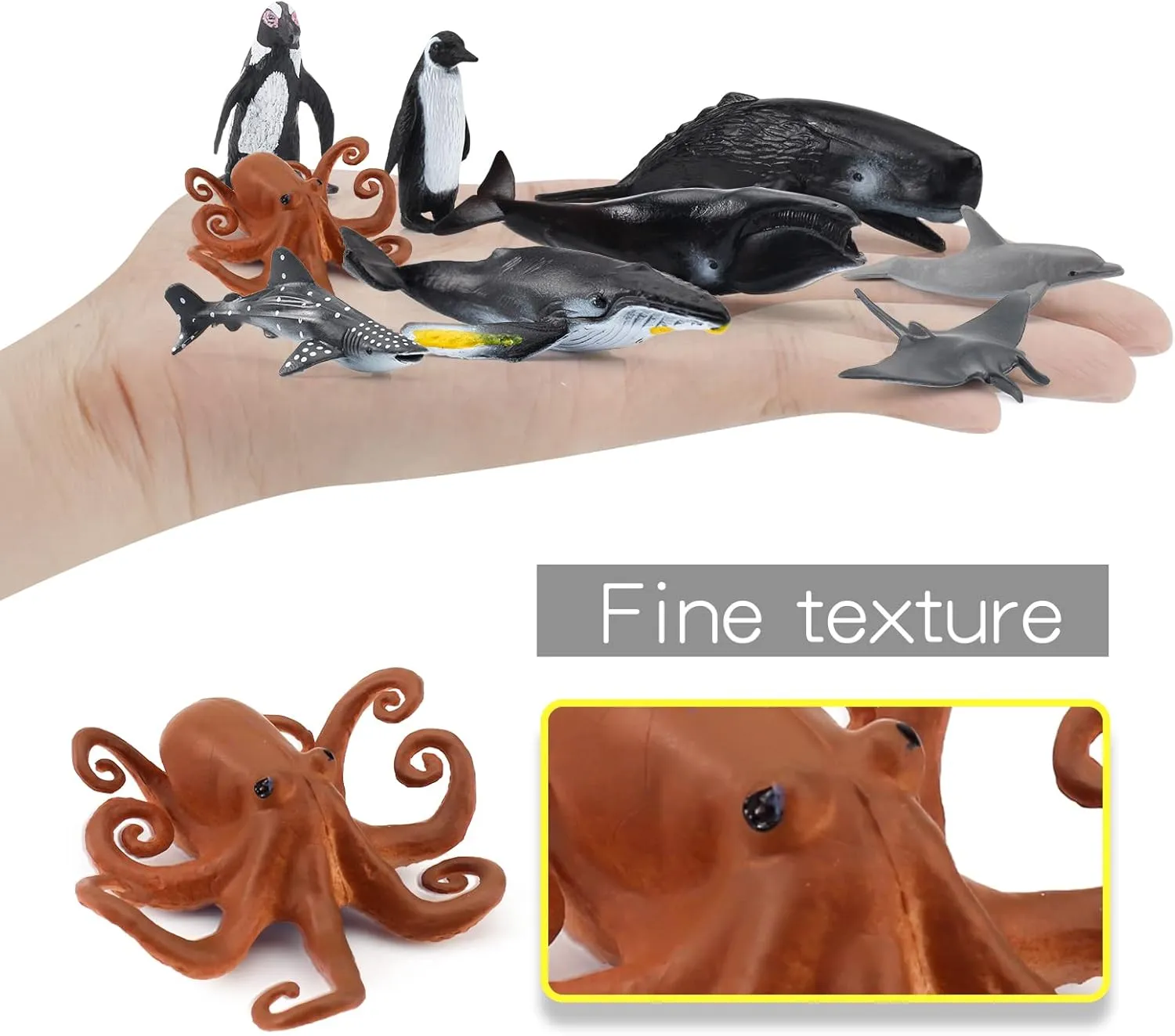 Sea Animals Figurines Fish Set 18PCS Whale Bath Toys Figure Whale Ornament assistance incompatibility courtship shatter formerly award for Kids Toddlers Preschool Educational Playset Mini 