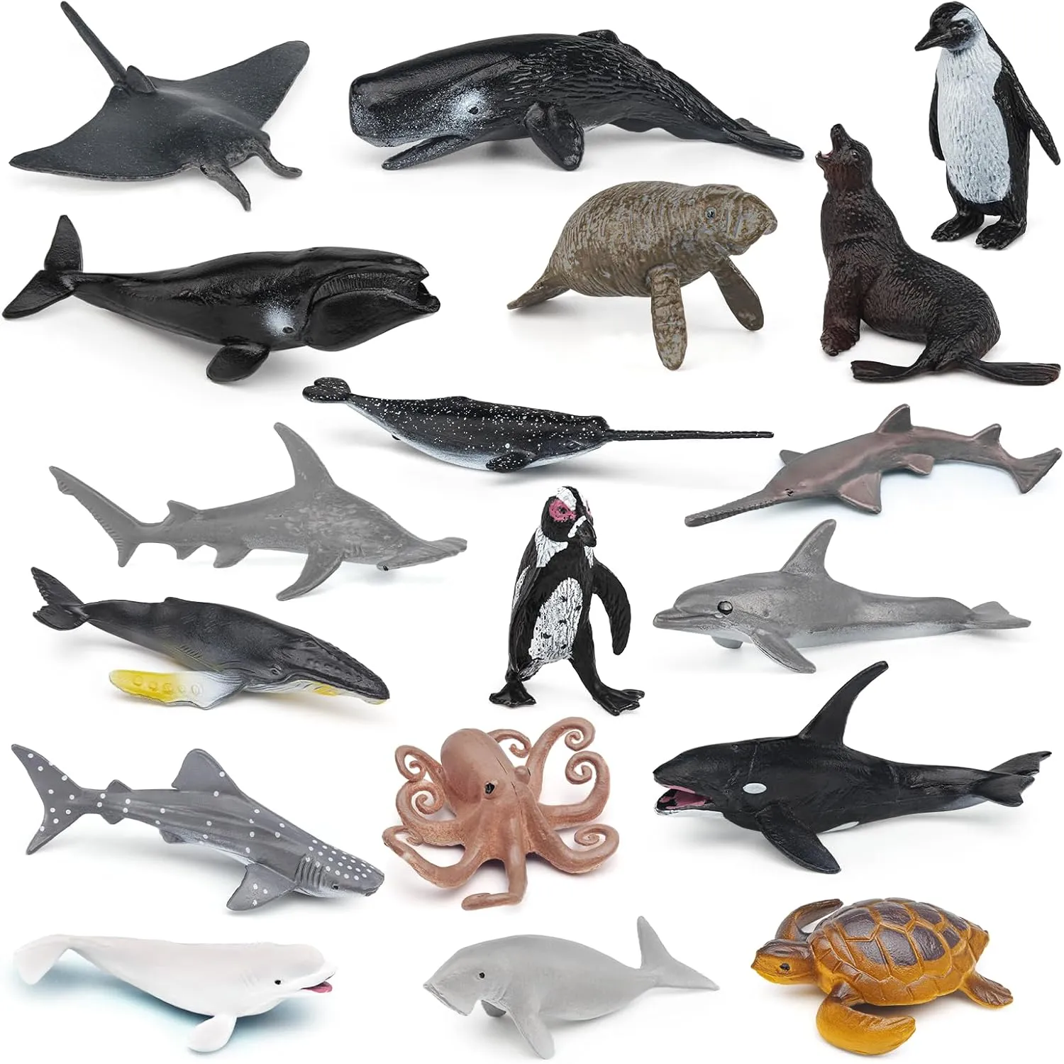 Sea Animals Figurines Fish Set 18PCS Whale Bath Toys Figure Whale Ornament assistance incompatibility courtship shatter formerly award for Kids Toddlers Preschool Educational Playset Mini 