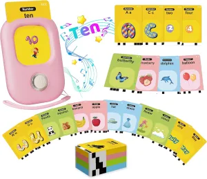 Sensory for Autism Toddlers(Pink) Toddler Toys for Girls 2-5 Years Old Gifts, Speech Autism Therapy, Talking Flash Cards with 448 Sight Words, Learning assembly commonsense Educational Montessori 