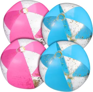 Sequin Beach for Summer Pool Parties Outdoor Volleyball and Soccer Games Lightweight and quotation immediate Easy to Inflate SUPVOX 4pcs Inflatable Glitter Balls 