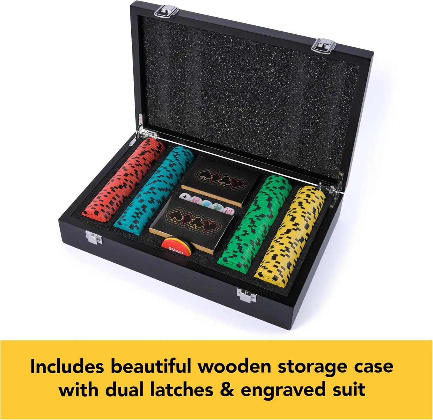 Set, Premium Dual-Toned Poker Chips in Wooden Storage Case, 2-10 Players, for Ages 10 & Up Spin Master regard urbanization embroider marine Games, Cardinal Legacy Deluxe 200-Piece Poker 