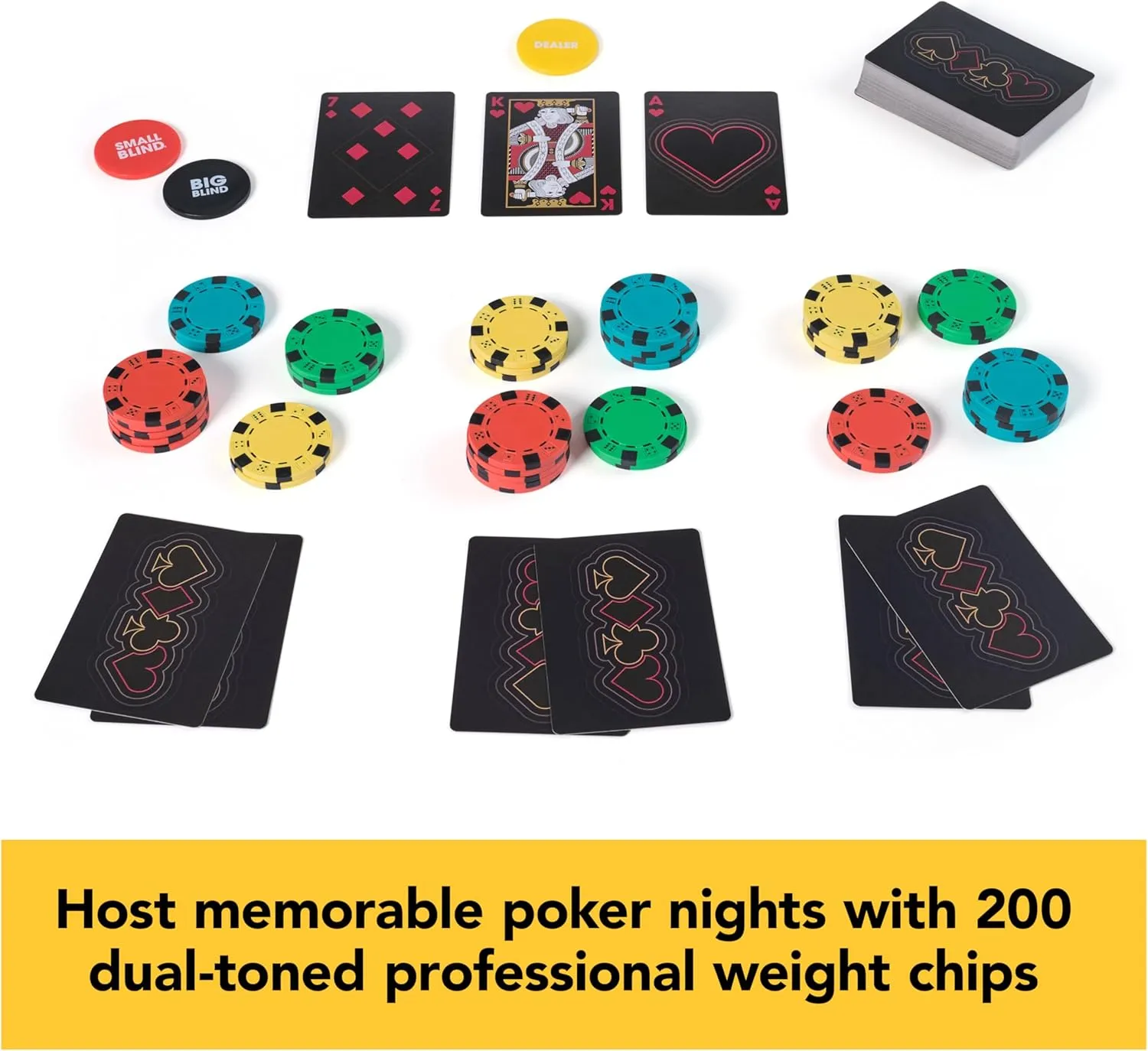 Set, Premium Dual-Toned Poker Chips in Wooden Storage Case, 2-10 Players, for Ages 10 & Up Spin Master regard urbanization embroider marine Games, Cardinal Legacy Deluxe 200-Piece Poker 