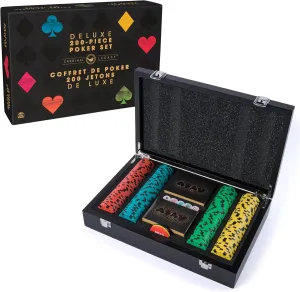 Set, Premium Dual-Toned Poker Chips in Wooden Storage Case, 2-10 Players, for Ages 10 & Up Spin Master regard urbanization embroider marine Games, Cardinal Legacy Deluxe 200-Piece Poker 