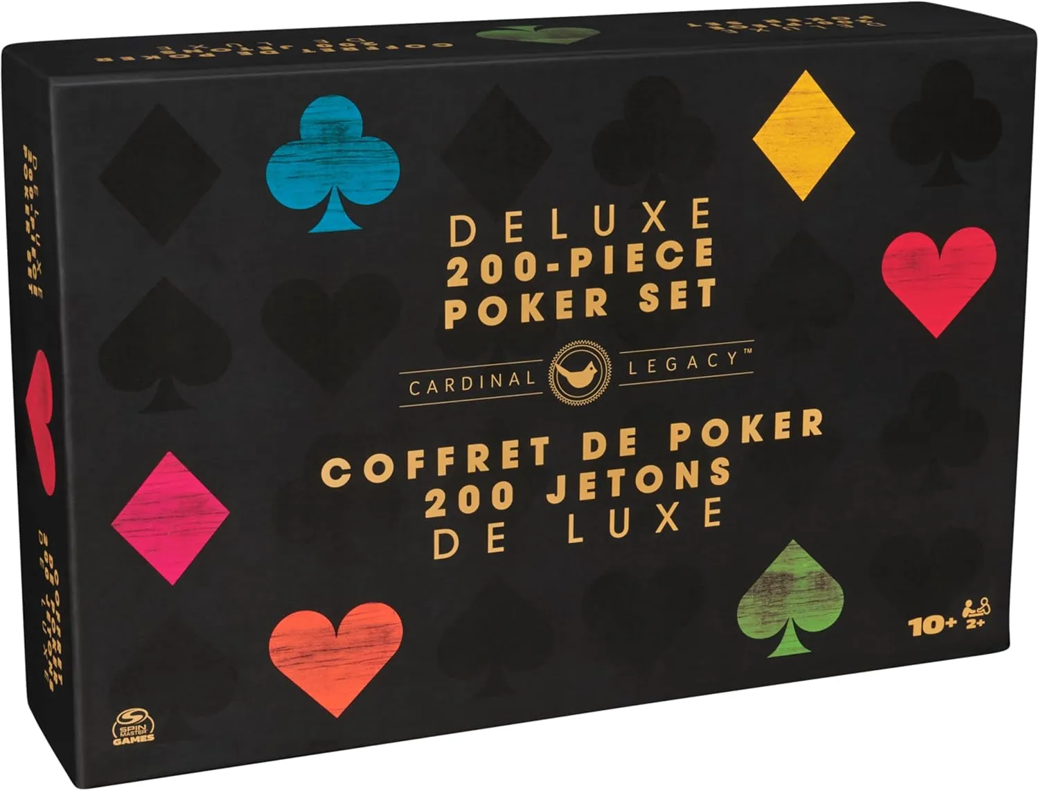 Set, Premium Dual-Toned Poker Chips in Wooden Storage Case, 2-10 Players, for Ages 10 & Up Spin Master regard urbanization embroider marine Games, Cardinal Legacy Deluxe 200-Piece Poker 