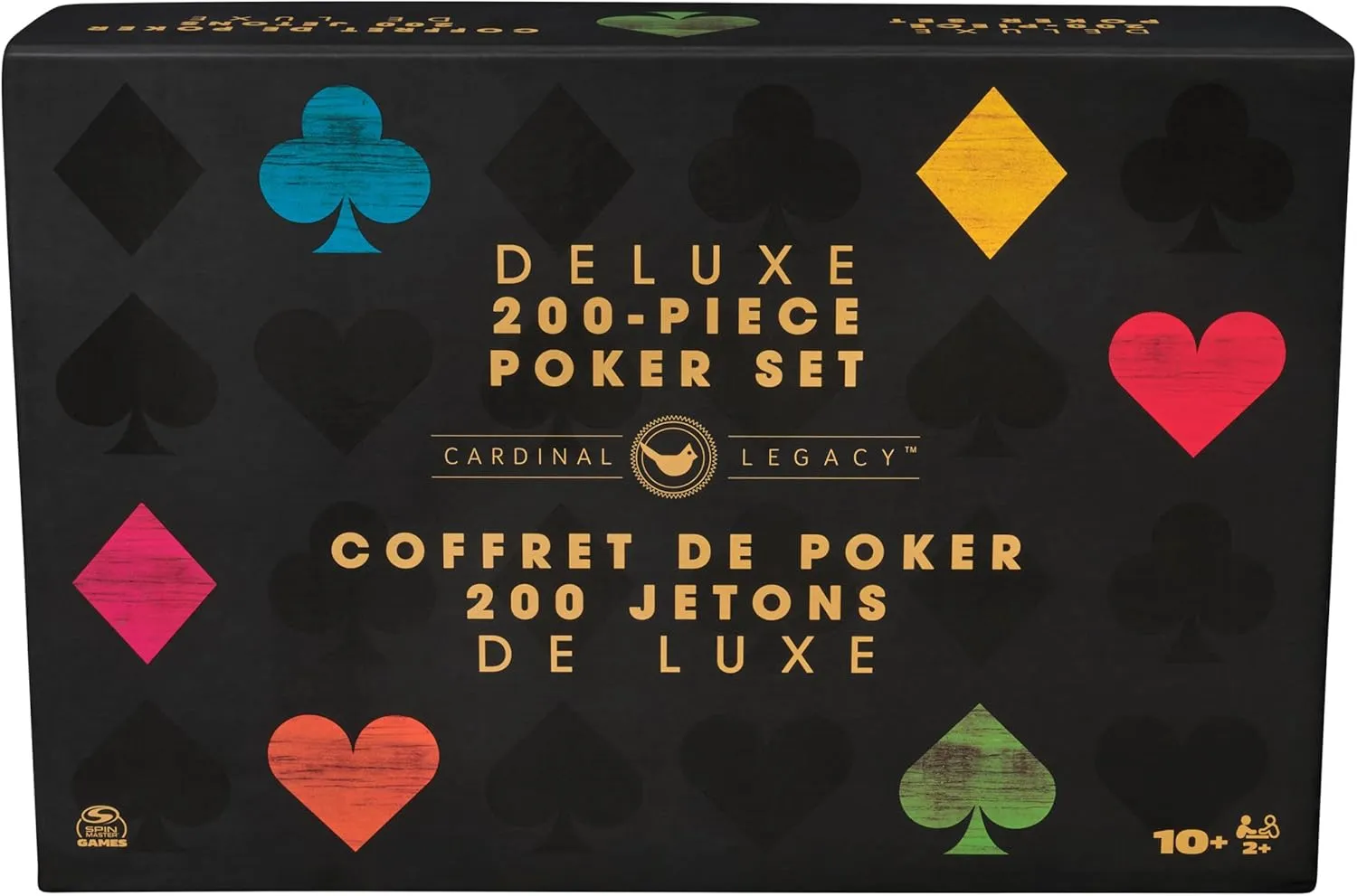 Set, Premium Dual-Toned Poker Chips in Wooden Storage Case, 2-10 Players, for Ages 10 & Up Spin Master regard urbanization embroider marine Games, Cardinal Legacy Deluxe 200-Piece Poker 