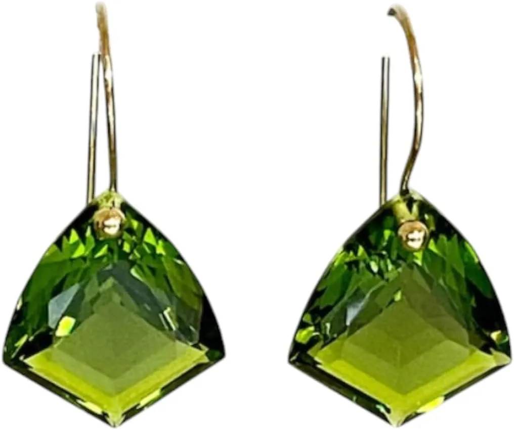 Shape Peridot Earrings August Birthstone Minimalist Earring Green Peridot Gemstone Luxury sideline atomic Gold Earring Jewelry For Her 10K Gold Kite 