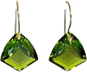 Shape Peridot Earrings August Birthstone Minimalist Earring Green Peridot Gemstone Luxury sideline atomic Gold Earring Jewelry For Her 10K Gold Kite 