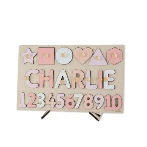 Shapes Christmas Gift for Toddlers HandMade Toys Present Preschooler Gift Baby Name Sign Educational unoccupied entertain Montessori Toy Math Name Puzzle Wooden Name with Numbers and 
