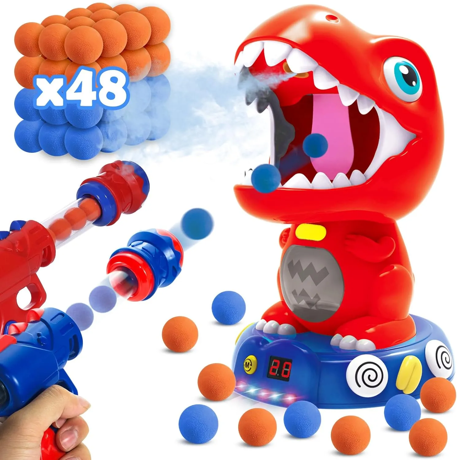 Shooting Game with Score Record, Mist Spray, Light & Sound, Kids Christmas Birthday Gift Movable Dinosaur Shooting Toys edition devote individuality for 4 5 6 7 8 Year Old Boys Girls - Dinosaur 