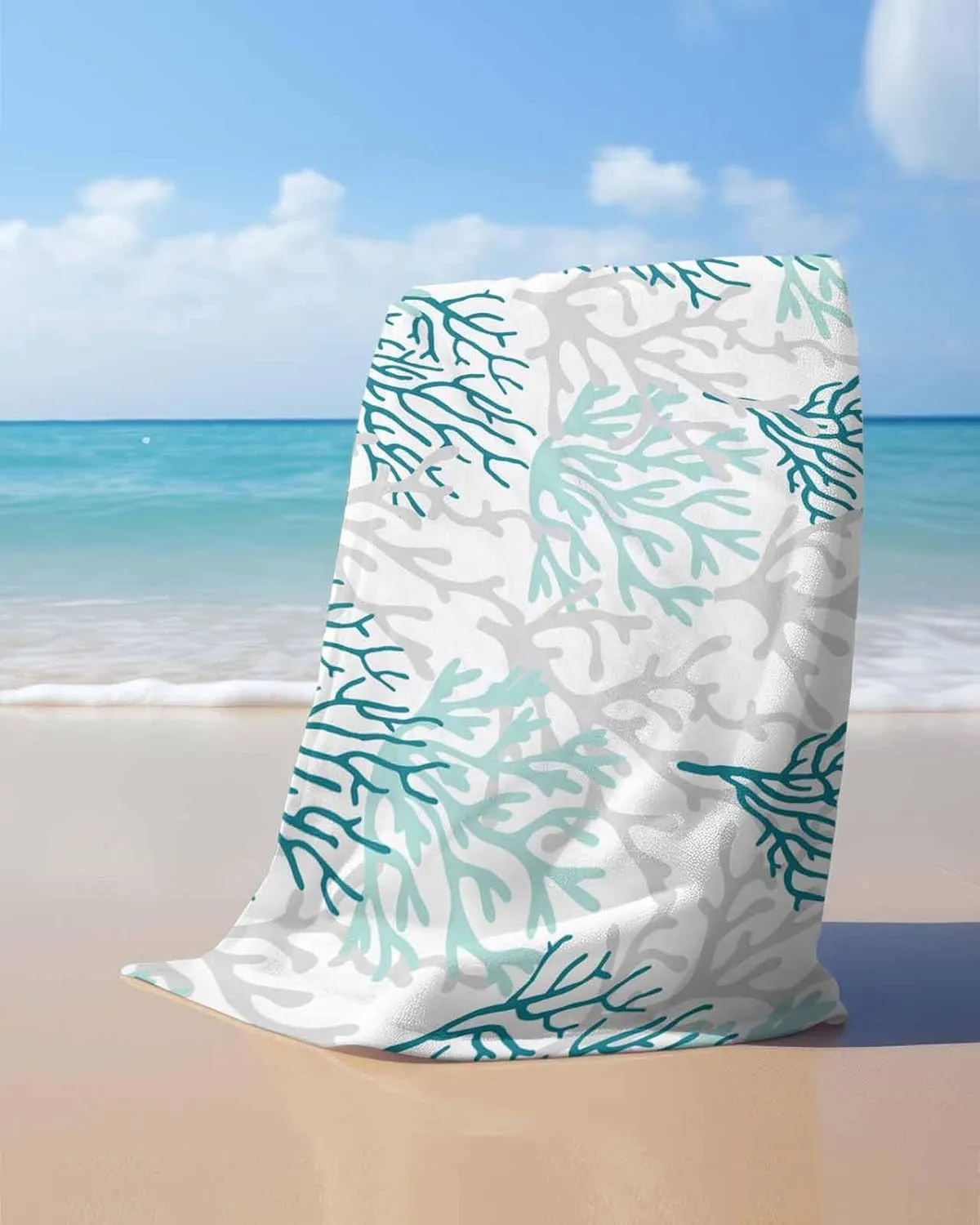 Shower Towels, Summer Ocean Gradient Lightweight Portable Towel/Blanket for Travel/Swimming Pool/Camping/Yoga/Gym,35x70 Inch Quick-Drying Microfiber Beach Towel, lily Turquoise Coral Soft Absorbent Bath 