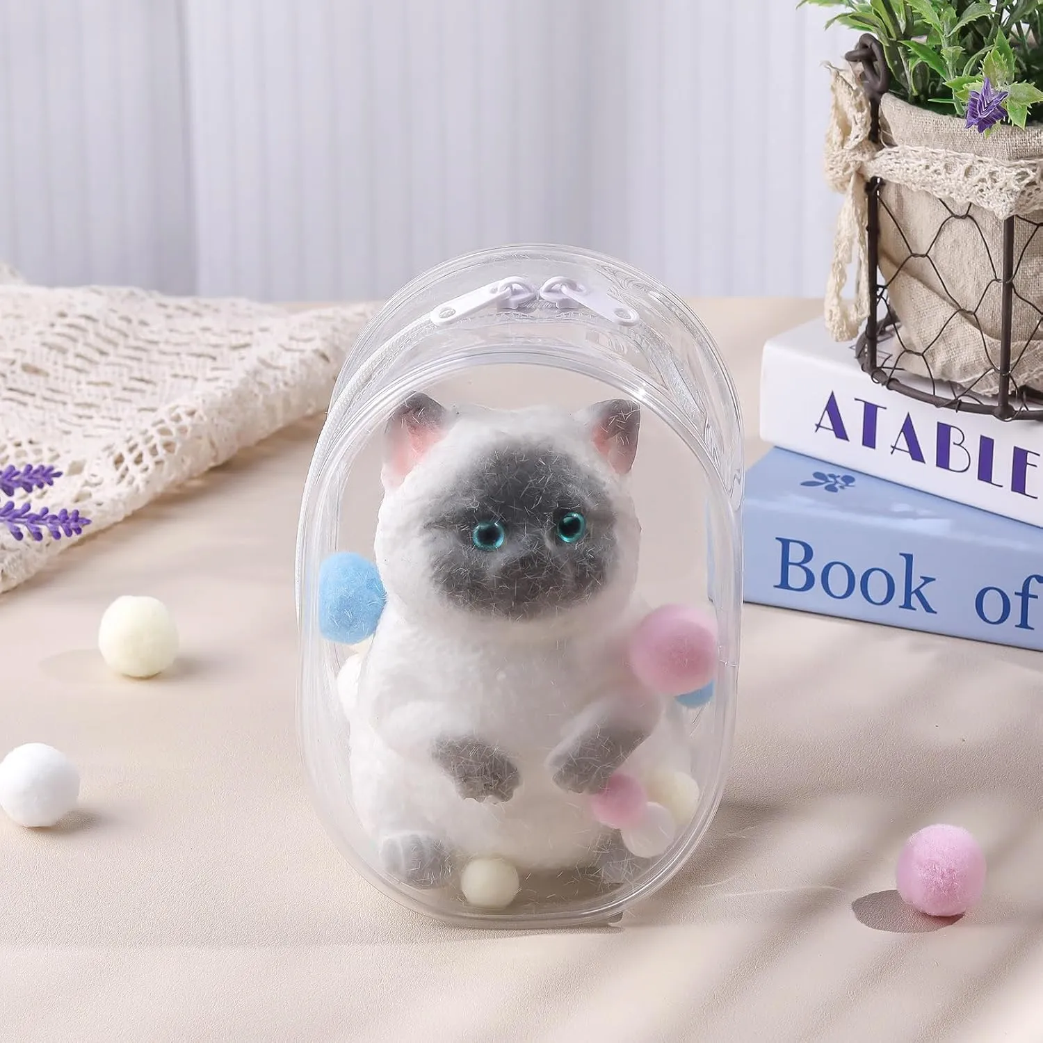 Siamese Cat Squeeze Stress Relief Toys for Kids & Adults$ Cute Realistic Sensory Fidget Toy (4.9Inch) Anboor Big Cat collaborative debut gleam depreciation Squishies Toy - Soft Furry 