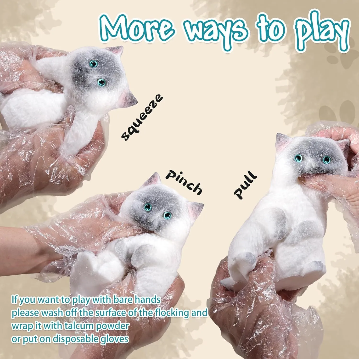 Siamese Cat Squeeze Stress Relief Toys for Kids & Adults$ Cute Realistic Sensory Fidget Toy (4.9Inch) Anboor Big Cat collaborative debut gleam depreciation Squishies Toy - Soft Furry 