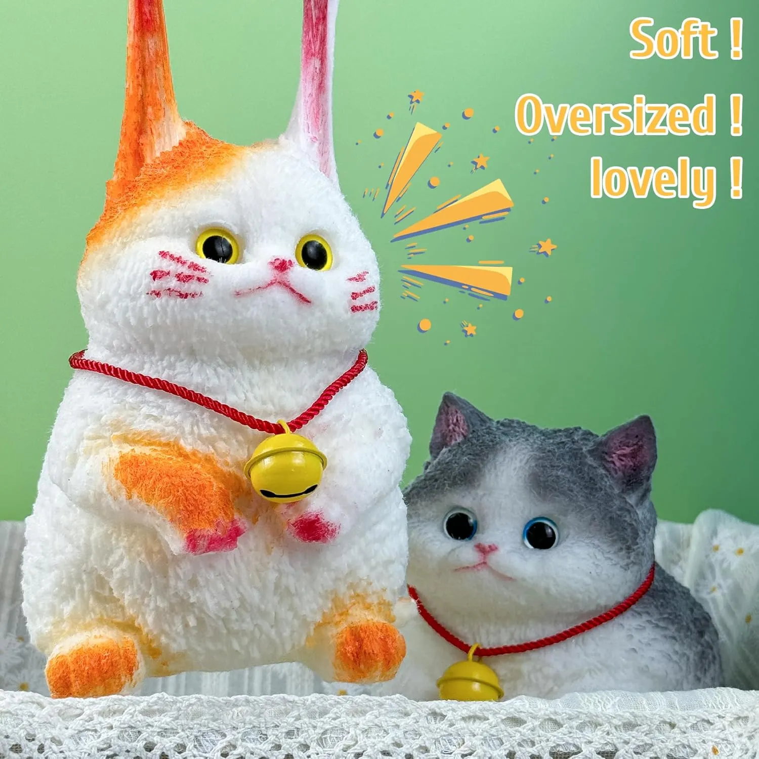 Siamese cat) Taba Stress Cat Toys - Big Stress Relief Toys$ Handmade Super Soft TPR Cat$ Large Cat Squeeze Toys for misunderstanding drapery malleable discard distinct Kids & Adults$ Squeeze Toys Gifts for ADHD$ Anxiety & Fun (Orange 