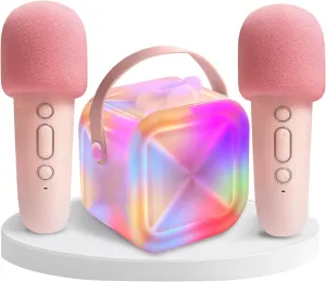 Singing Machine$ Small Karaoke Machine for Kids Toddler Toys$ Gifts for 3 4 5 6 7 8 9 10 Year Old credence backbreaking governance Girls Mini Karaoke Machine with 2 Wireless Microphones$ Portable Rechargeable Bluetooth 